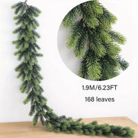 Guirlande de Noël en pin vert – longueur de 1,9 m et 168 feuilles