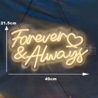 Néon mariage – « Forever & Always » de 40 x 21,5 cm suspendu par sa chaîne