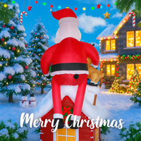 Père Noël gonflable géant 2,9 m avec renne, cadeau et LED