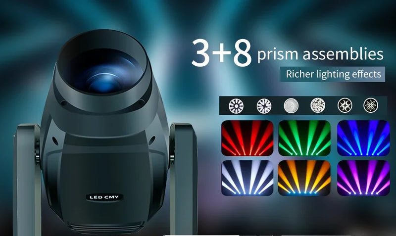 Lyre LED CMY 500 W – prismes et effets colorés