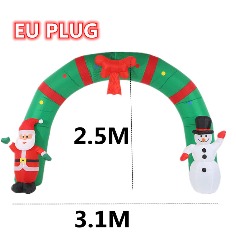 Arche de Noël gonflable lumineuse, père Noël et bonhomme de neige, 3,1 m