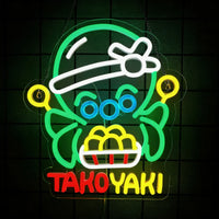 Néon takoyaki – pieuvre verte allumée