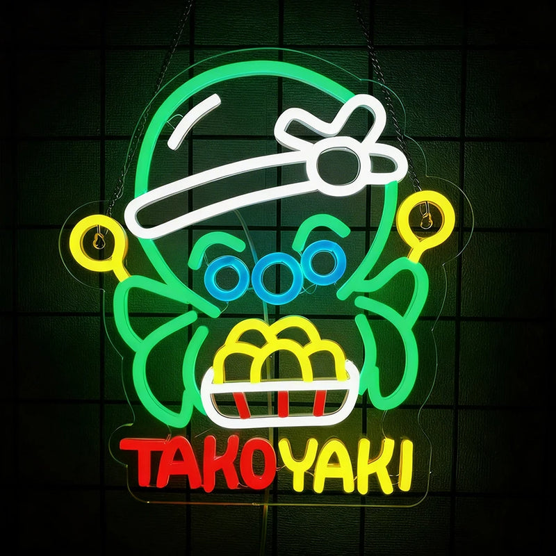 Néon takoyaki – pieuvre verte allumée