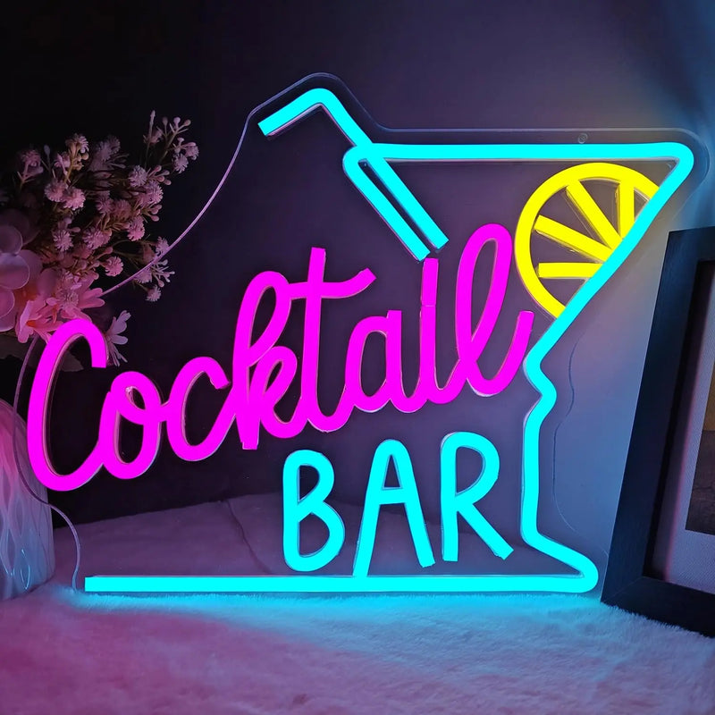 Néon bar LED cocktails, 5 modèles de 40 cm, USB
