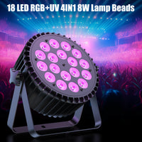 Lot de 4 projecteurs PAR LED RGB + UV 18 x 8 W, DMX et mode sonore
