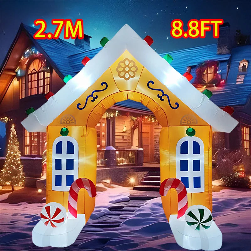 Gonflable de Noël lumineux – arche maison en pain d'épice, 2,7 m