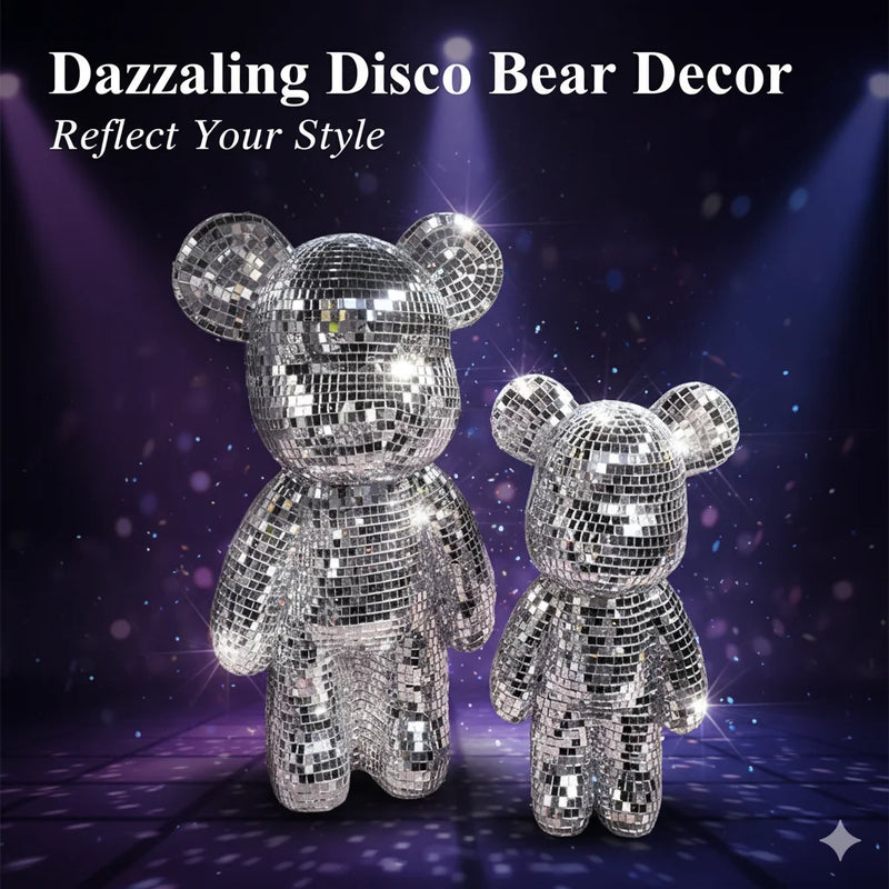 Ours disco en miroir – deux ours disco devant un fond de lumière violette