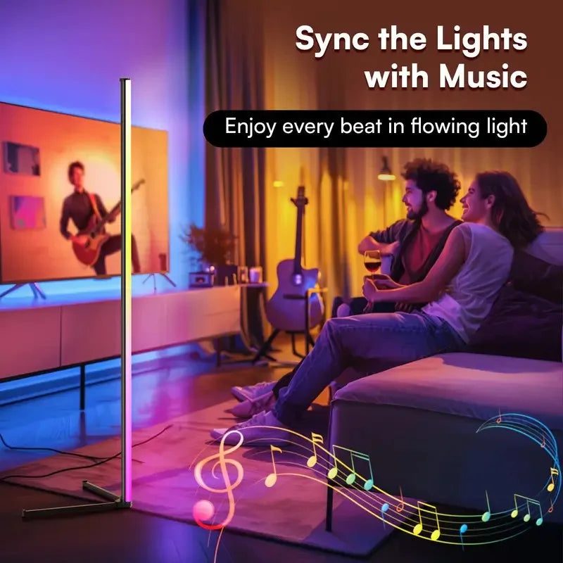 Lampadaire LED d'angle RGB 40 ou 150 cm, télécommande, application, musique