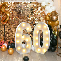 Chiffres lumineux géants 120 cm en carton mousse, blanc chaud ou blanc froid