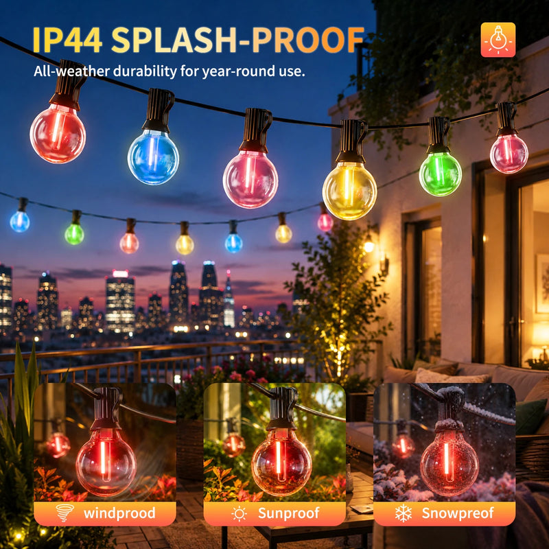 Guirlande guinguette multicolore G40 – ampoules colorées protégées des projections d'eau IP44