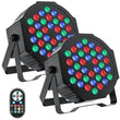 Lot de 2 projecteurs PAR LED plats 36 LED RGB, télécommande et DMX
