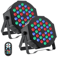 Lot de 2 projecteurs PAR LED plats 36 LED RGB, télécommande et DMX
