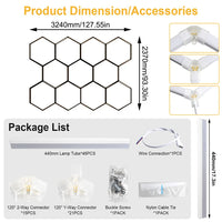 Plafonnier LED hexagonal garage blanc 6500 K, 1 à 14 hexagones