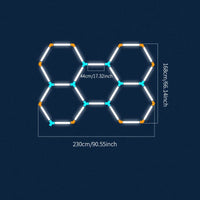 Plafonnier LED nid d'abeille – format de 5 hexagones de 230 x 168 cm