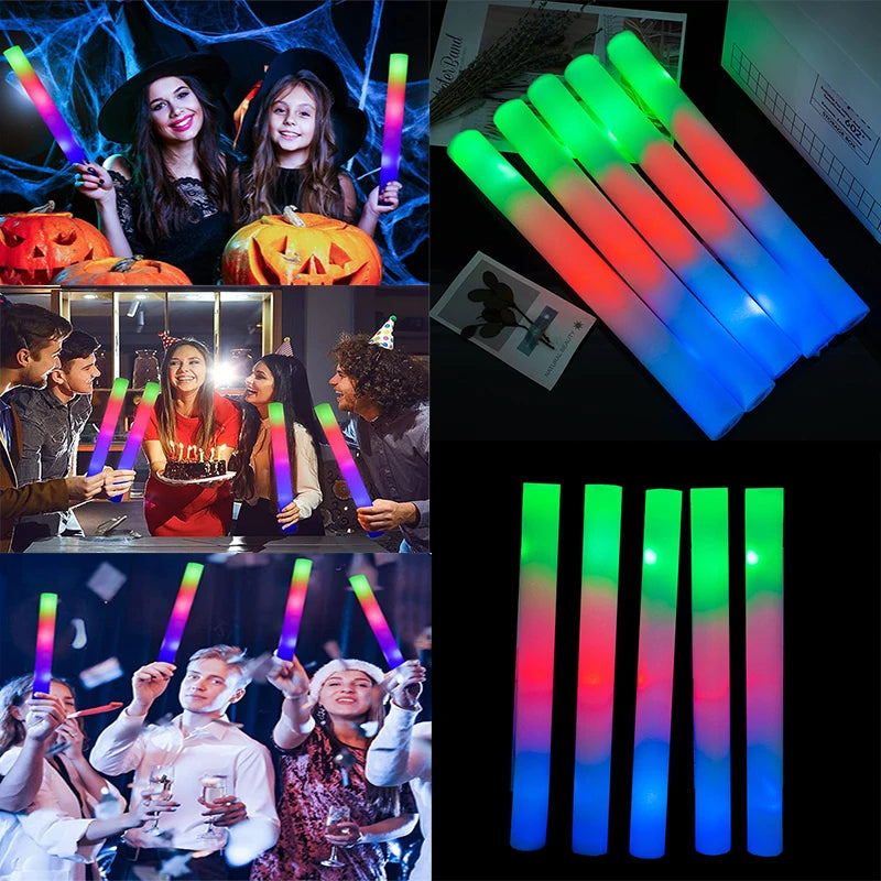 Bâtons lumineux mousse LED, lot de 30, 40 cm, texte en option