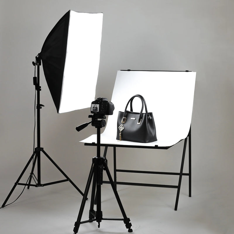 Kit studio photo softbox 50x70 cm, pied 2m, 1 à 3 lumières