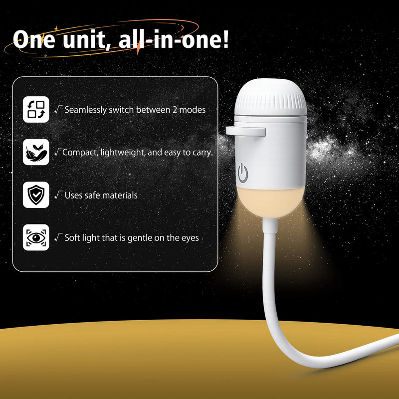 Mini projecteur d'étoiles galactiques USB – lampe tout-en-un à lumière chaude