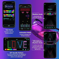 Lunettes LED programmables par application Bluetooth, 432 LED RGB, rechargeables USB
