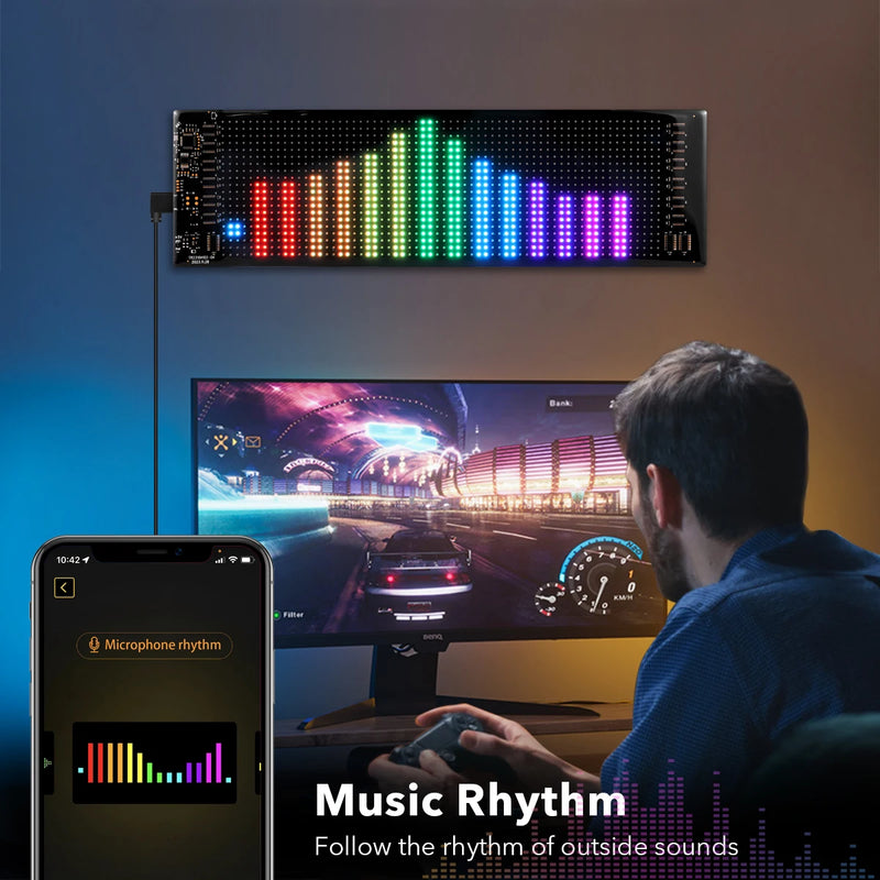 Panneau lumineux LED programmable flexible, application Bluetooth, USB, 17 à 60 cm