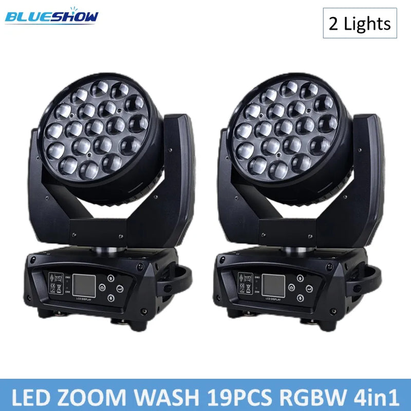 Lot de 2 lyres LED wash zoom 19 x 15 W – deux lyres côte à côte