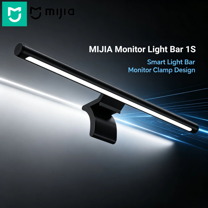 Lampe d'écran MIJIA 1S – barre noire avec son clip et son faisceau de lumière
