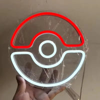 Néon Pokéball – vue de face, tubes rouge et blanc