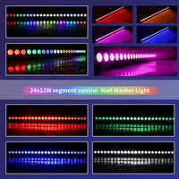 Barre LED de lavage 24 x 12 W – rangées de LED rouges, vertes, bleues et blanches allumées