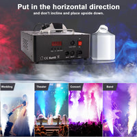 Machine à fumée 2000 W à double tube, DMX 13 canaux, LED RGB et télécommande sans fil