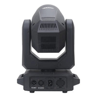 Lyre LED beam 180 W ou 200 W – vue arrière de la tête avec ouïes de ventilation et prises DMX