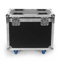 Lyres LED beam 200 W – flight case fermé sur roulettes, vue de face