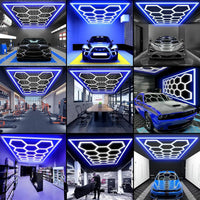 Éclairage LED hexagonal garage 14 hexagones 672 W, cadre couleur au choix