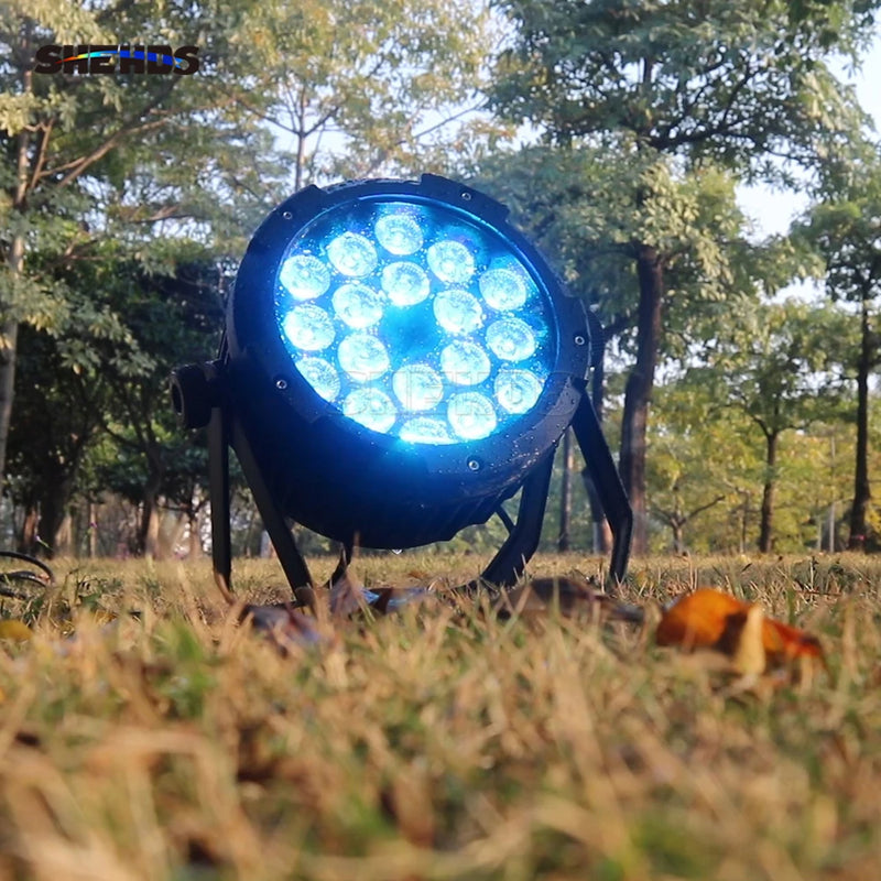 Par LED DMX plat ou IP65, 18 LED RGBW ou RGBWA UV