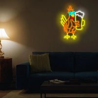 Néon LED coq et chope de bière, USB réglable, 2 tailles
