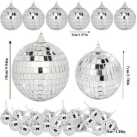 Boules à facettes déco en lot – lot de 28 pièces argentées avec les tailles 10, 7, 5 et 3 cm