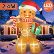 Bonhomme en pain d'épice gonflable géant 2,4 m avec cadeau et LED