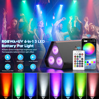 Uplight triangulaire sur batterie – projecteur allumé en soirée avec télécommande et application