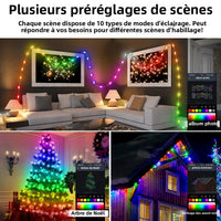 Guirlande féerique LED RGBIC Bluetooth – scènes prédéfinies : salon, sapin de Noël, rebord de toit