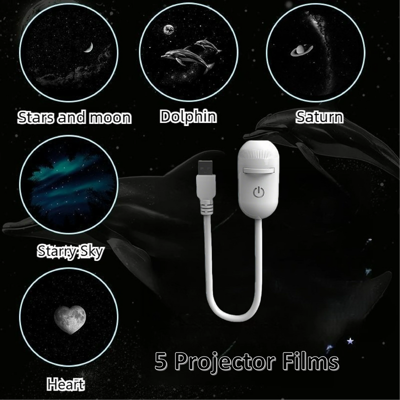 Projecteur d'étoiles USB à veilleuse chaude – lampe et 5 films