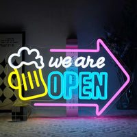 Panneau lumineux ouvert OPEN en néon LED, alimentation USB, 10 modèles