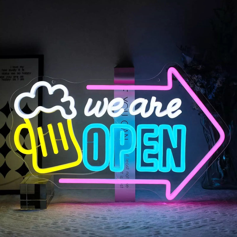 Panneau lumineux ouvert OPEN en néon LED, alimentation USB, 10 modèles