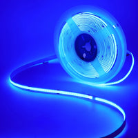 Ruban LED COB fin – bobine bleue allumée