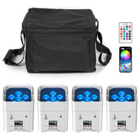 Uplight sans fil batterie 9600 mAh RGBWA UV DMX – lot de 4 projecteurs bleus avec sac, télécommande et application