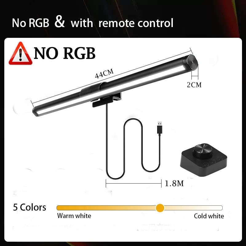 Lampe écran PC LED – barre de 44 cm USB-C avec trois teintes, couleurs RGB et tailles d'écran adaptées