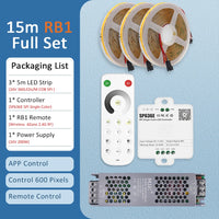 Ruban LED COB 24 V – contenu du kit de 15 m avec télécommande tactile