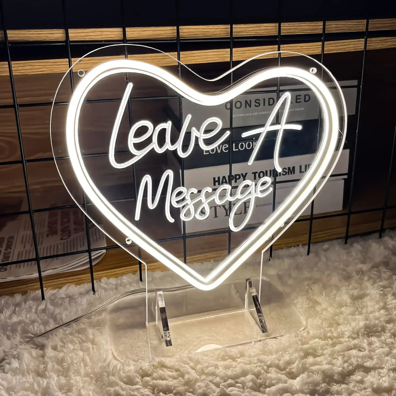 Néon mariage LED cœur « Laisser un message », 25 x 23 cm