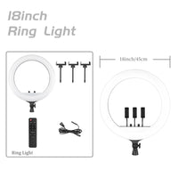 Ring light LED 45-48 cm, trépied au choix, 3 supports téléphone