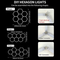 Éclairage LED hexagonal de garage – format de 7 hexagones de 240 x 240 cm
