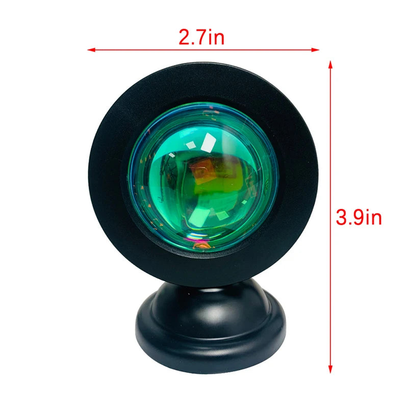 Lampe coucher de soleil USB sur socle rond – dimensions de 2,7 x 3,9 pouces