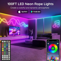 Ruban LED néon RGB – salon éclairé avec application et télécommande