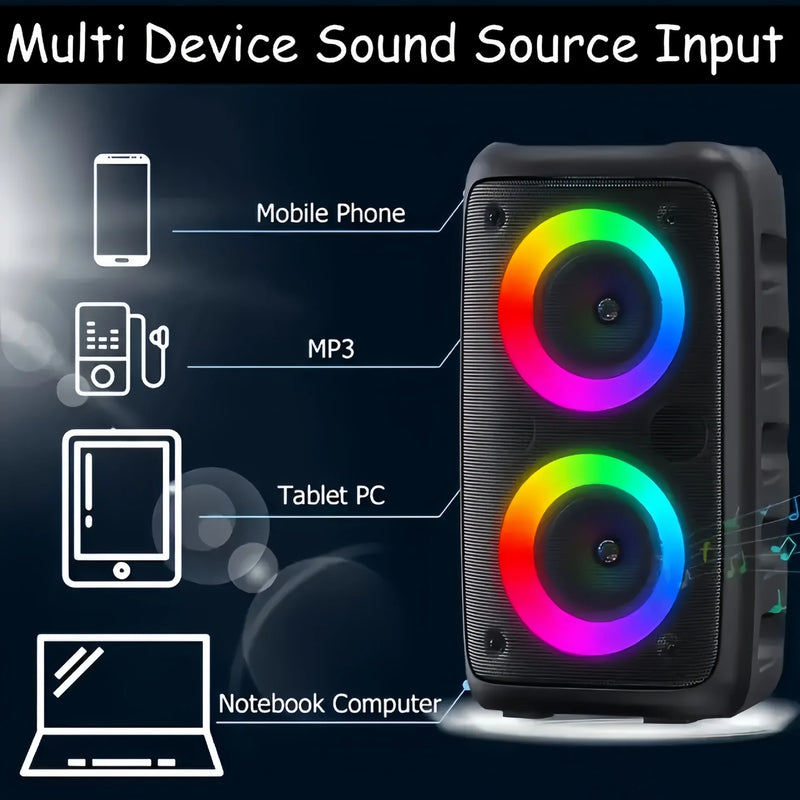Enceinte lumineuse karaoké Bluetooth avec radio FM et micro filaire